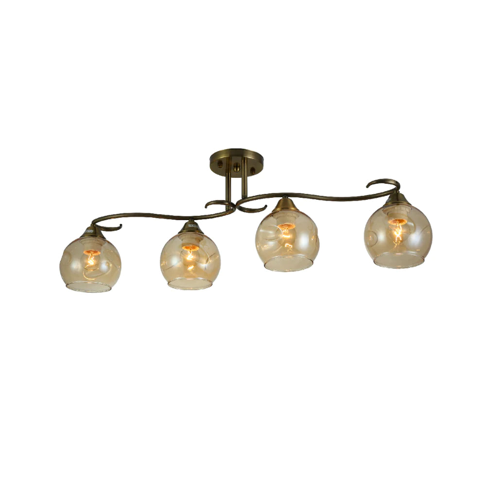 Main image of S-Curve Antique Brass and Dimpled Amber Globe Light | TEKLED 159-179981