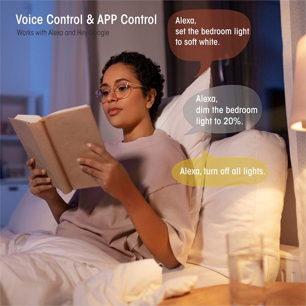Alexa voice control and Hey Google voice control and app control of Smart LED GLS Bulb A60 B22 Bayonet Cap 9W RGB White Pack of 2 Alexa Wifi Smart Life App