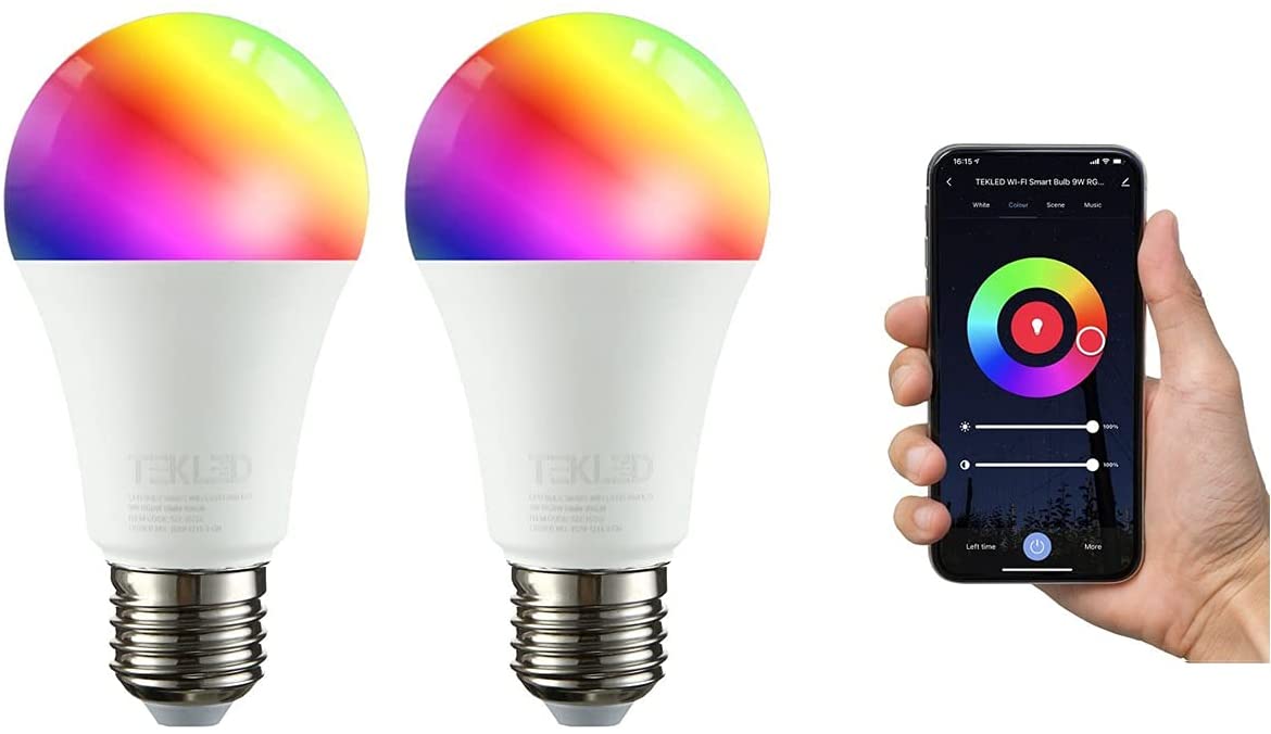 TEKLED GLS A60 Smart E27 Edison screw RGB CW LED bulb is wifi enabled and compatible with Alexa and Hey Google