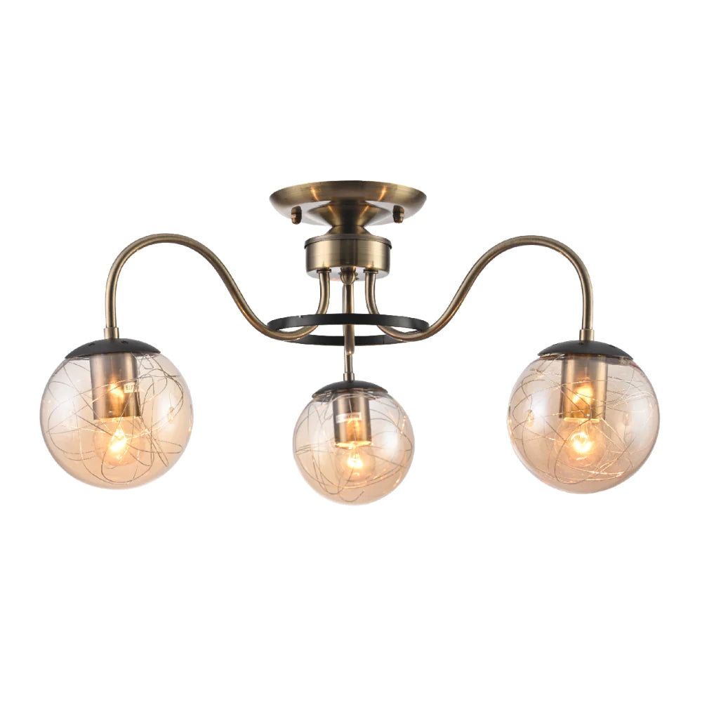 Main image of Swan Neck Antique Brass & Amber Globe Light | TEKLED 159-17994