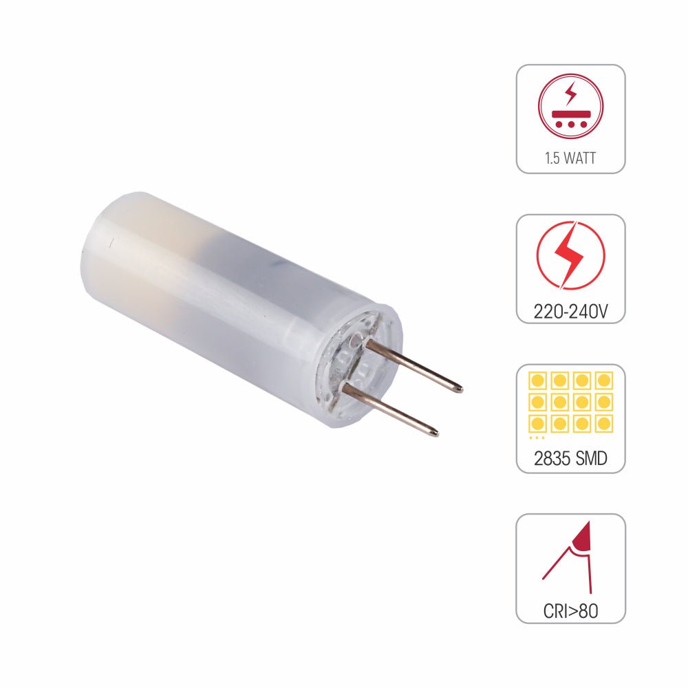 Technical specs of LED Capsule Bulb G4 Snap Fix 1.5W 140lm 3000K Warm White Pack of 10 | TEKLED 526-0109090