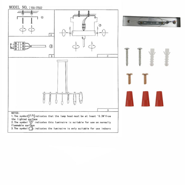 User manual for Circle Caged Silver Grey Kitchen Island Chandelier Ceiling Light with 7xE27 Fittings | TEKLED 159-17502