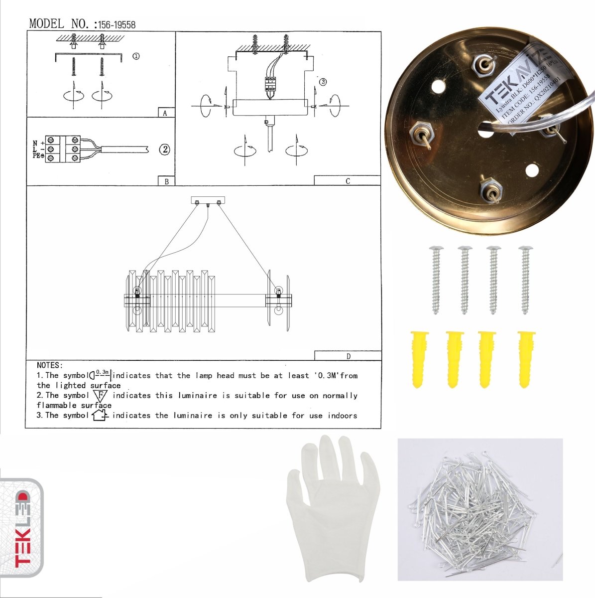 User manual for Coffin Crystal Gold Metal Chandelier D600 with 16xE14 Fitting | TEKLED 156-19558
