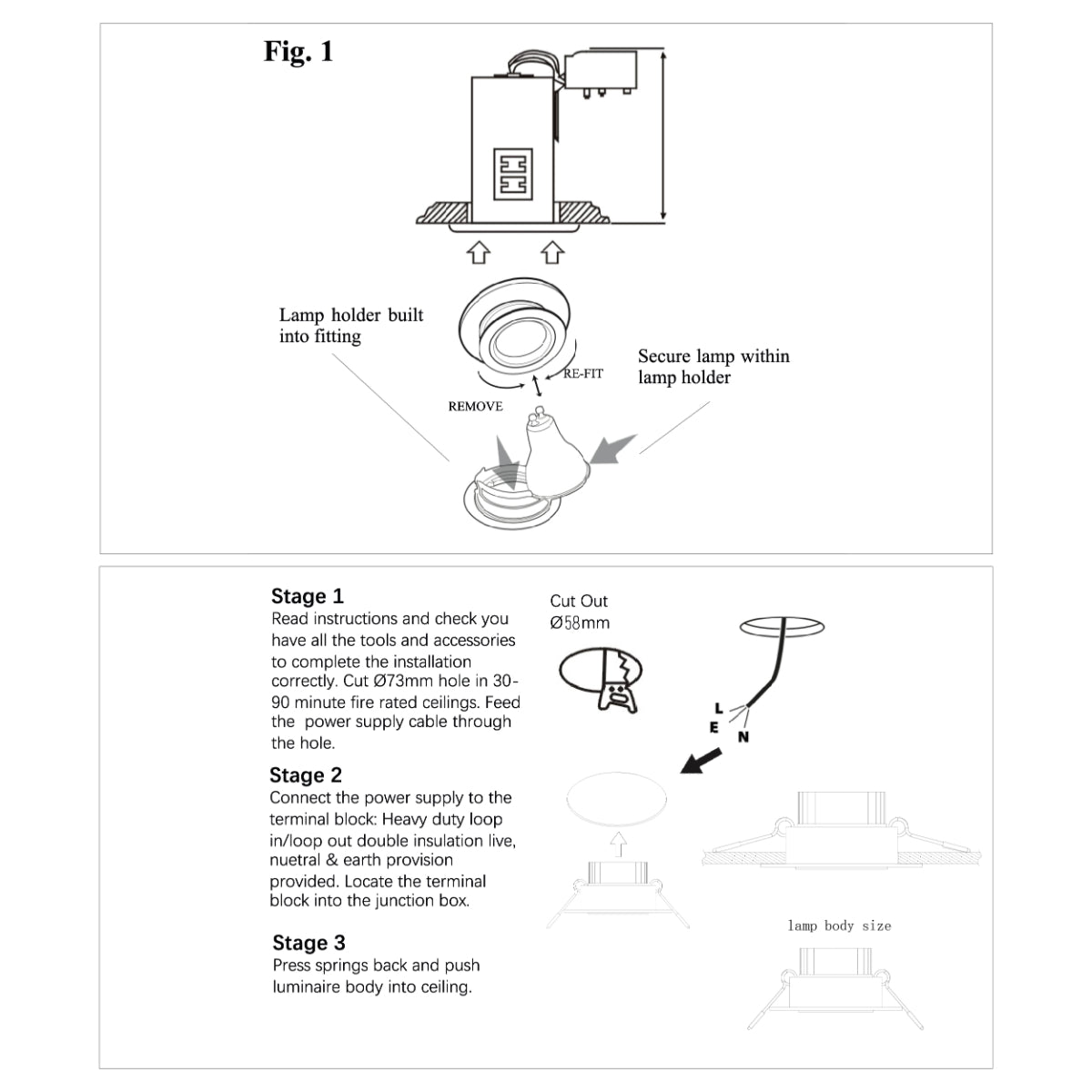 User manual for Fixed Pressed Steel Downlight Satin Nickel IP20 with GU10 Fitting | TEKLED 143-03740