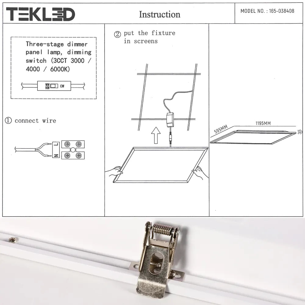 User manual for 1200x600 Luminous Switch 3CCT LED Panel Light 2x4ft 60W -165-038408