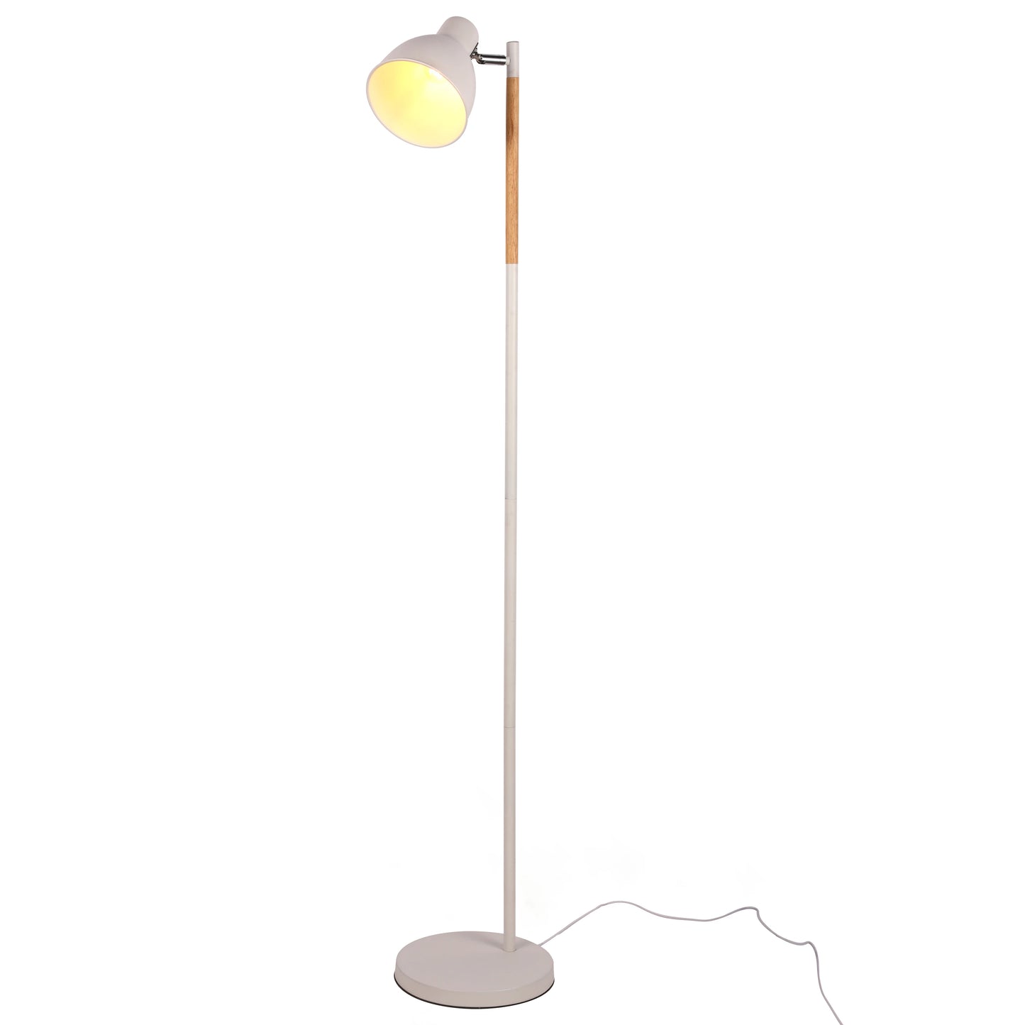 Nordic Floor Lamp with Wood Accent - E27 Rotatable Shade 3 Finishes