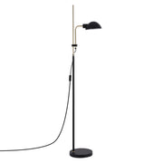 Black and Brass Floor Lamp with Domed Shade