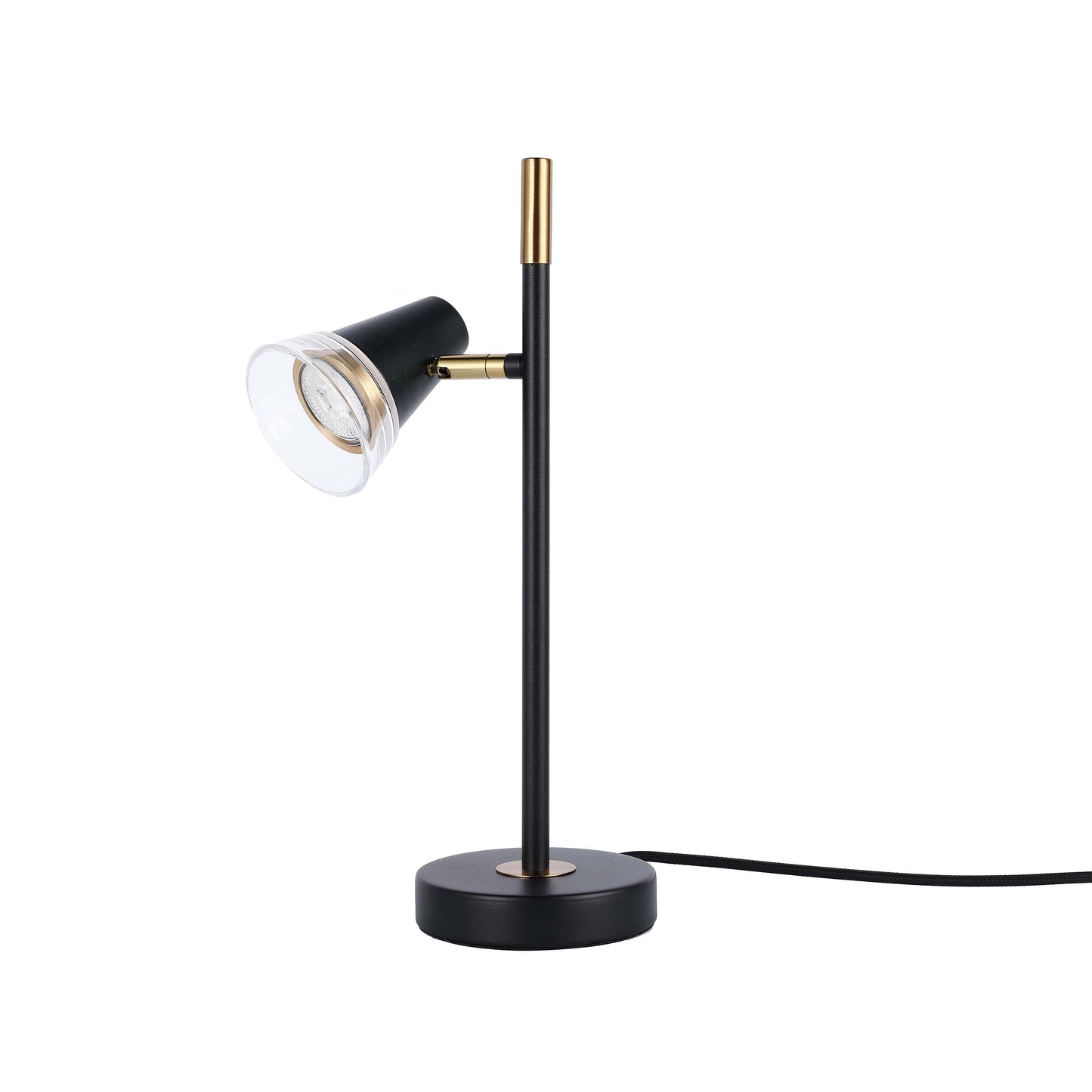 Modern Black & Brass Table Lamp, 1-Light GU10 Dimmable