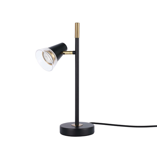 Modern Black & Brass Table Lamp, 1-Light GU10 Dimmable