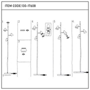 Modern 3-Light Black & Brass Floor Lamp with Clear Glass Shades, GU10