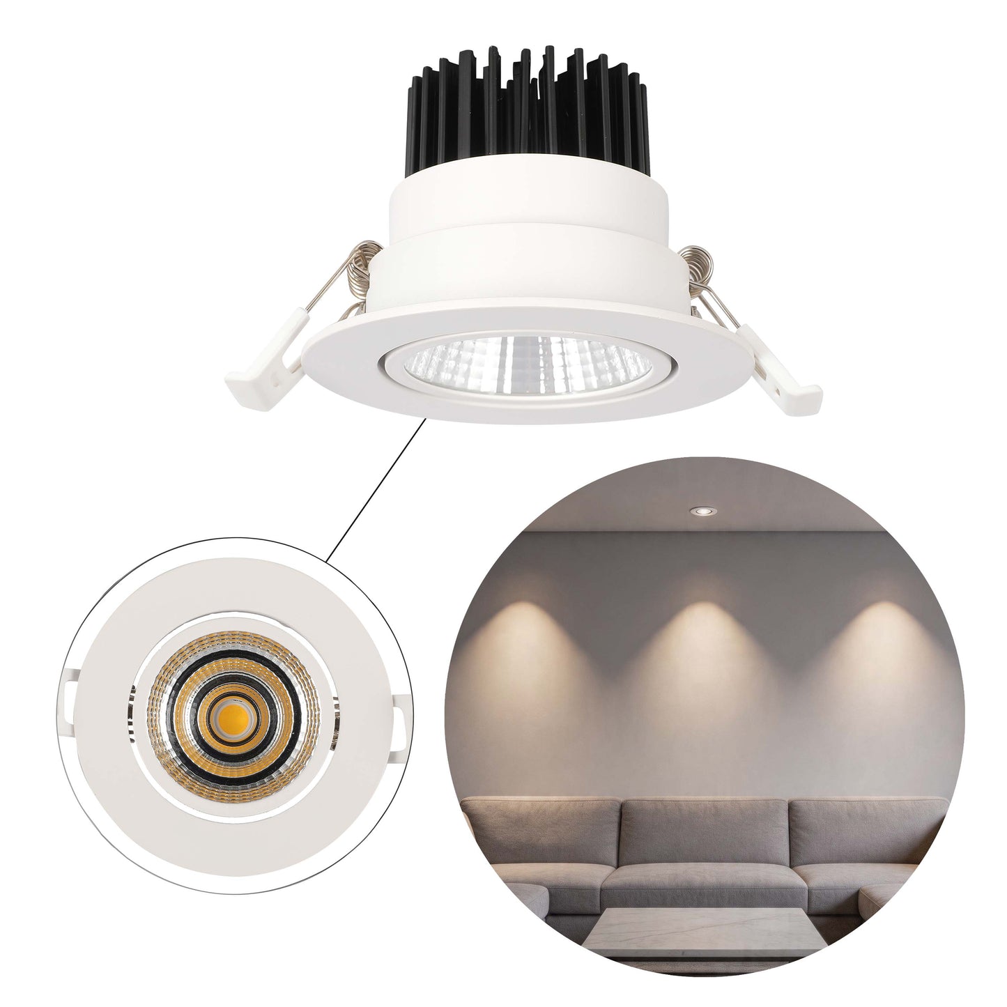 Modern White COB LED Recessed Downlight, 5W 4000K