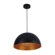 Black-Golden Metal Dome Pendant Ceiling Light E27