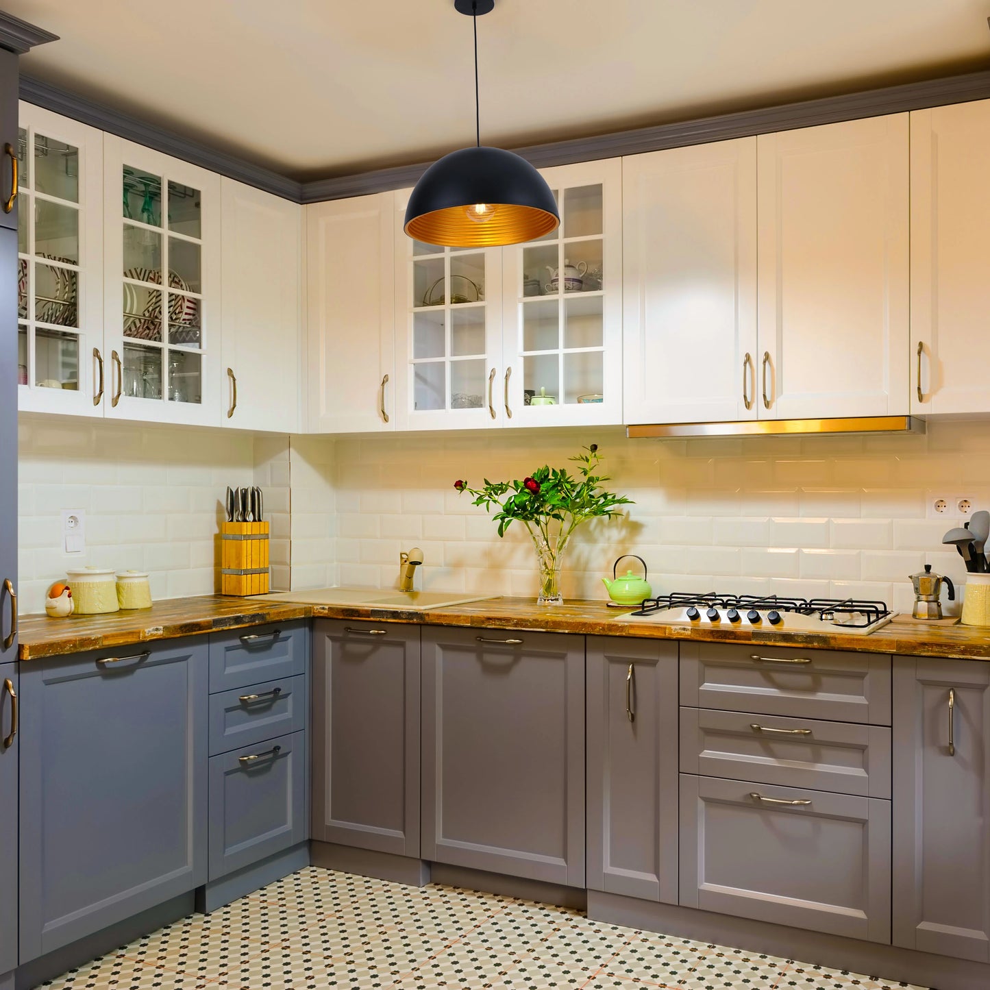 Black-Golden Metal Dome Pendant Ceiling Light E27