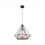 Opal Shade Wired Geometric Cage Pendant Ceiling Light