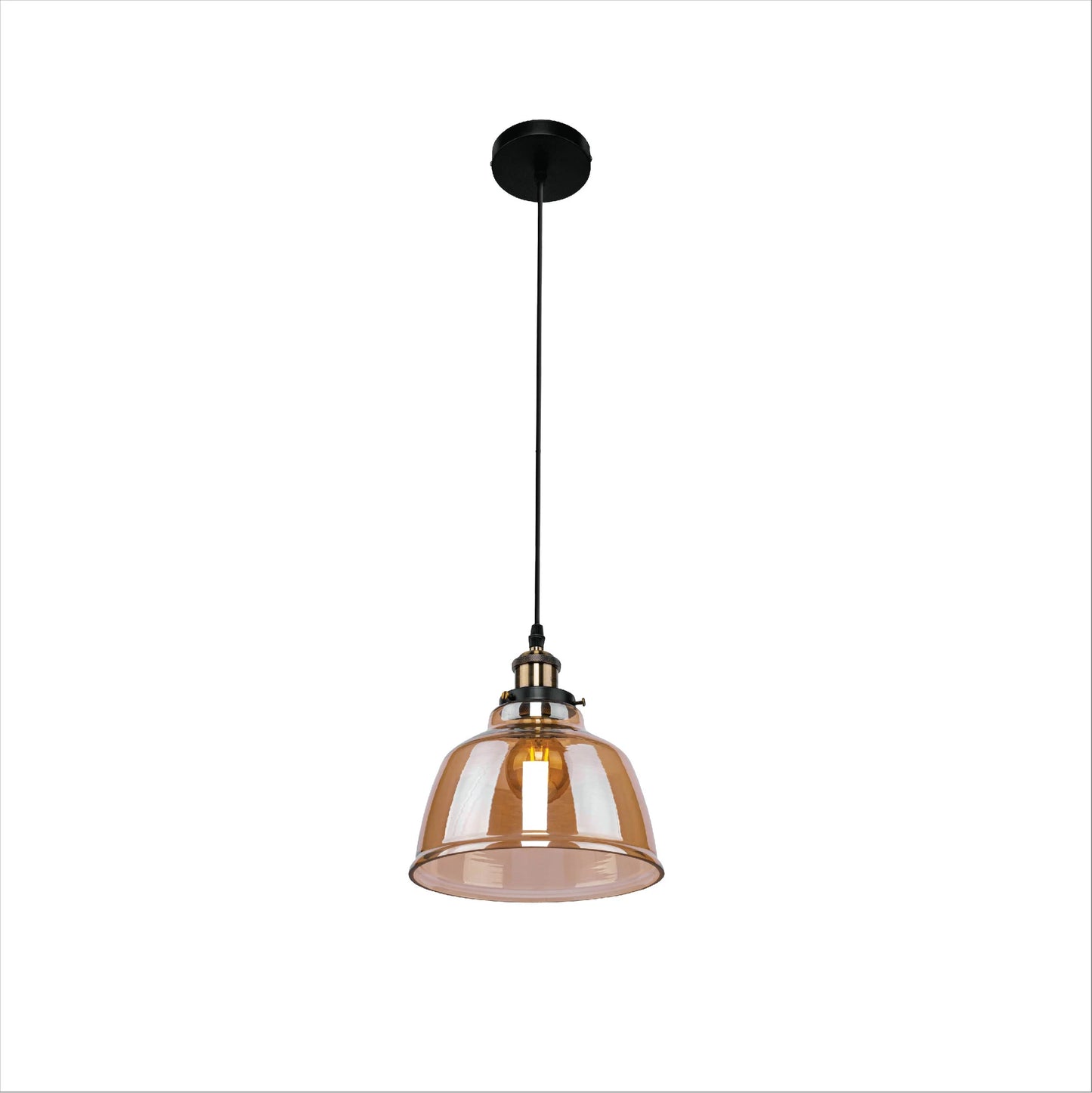 Amber Glass Dome Pendant Ceiling Light E27