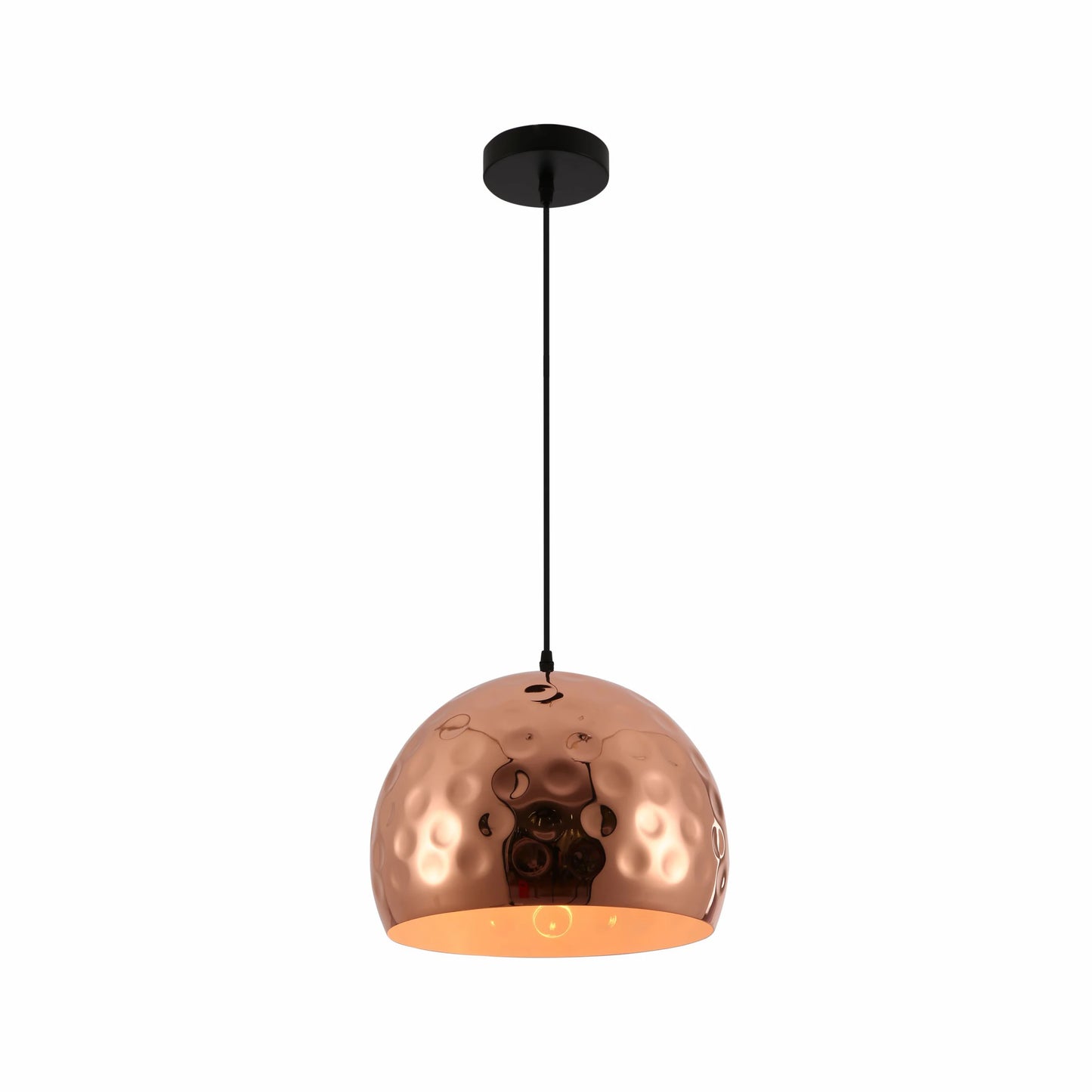 Copper Metal Golden Hammered Pendant Ceiling Light E27 Bell or Dome Style