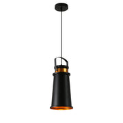 Loft Cafe Bar Counter Exhibition Hall Pub Aisle Black Gold Funnel Handled Metal Pendant Ceiling Light