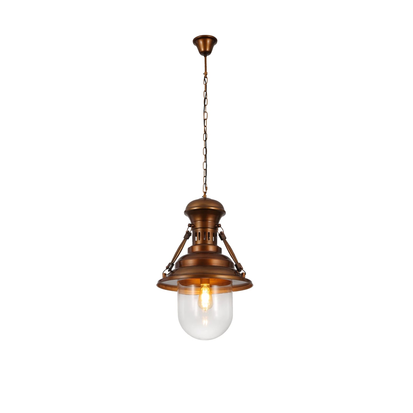Brown Metal Clear Glass Step Coastal Pendant Ceiling Light E27