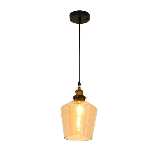 Amber Glass Schoolhouse Pendant Ceiling Light E27