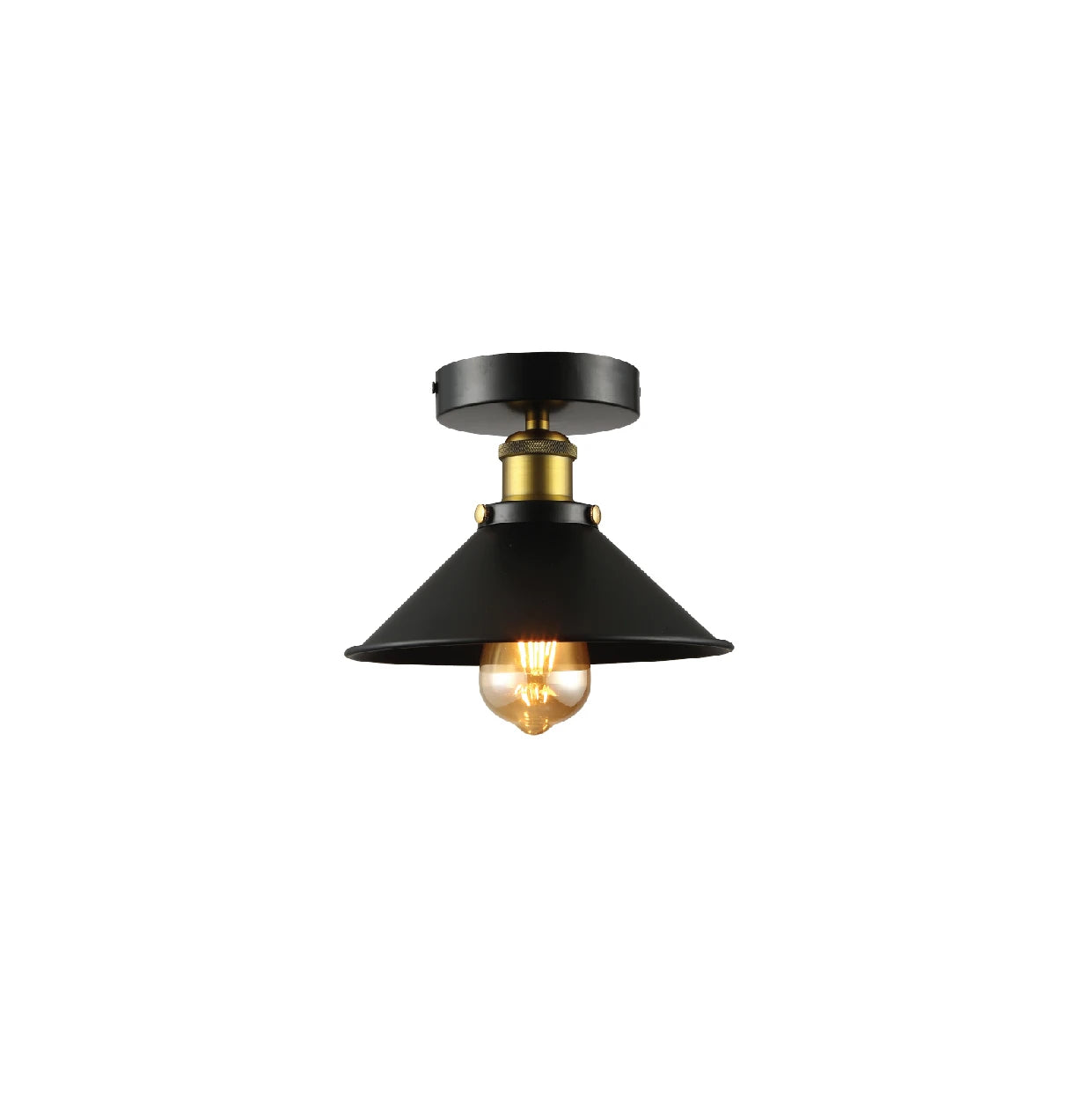 Black Metal Funnel Semi Flush Ceiling Light E27