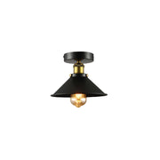 Black Metal Funnel Semi Flush Ceiling Light E27