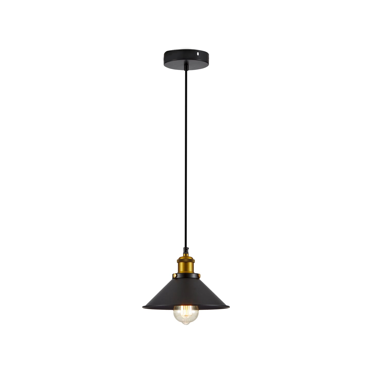 Black Metal Funnel Metal Ceiling Pendant Light E27 Fitting