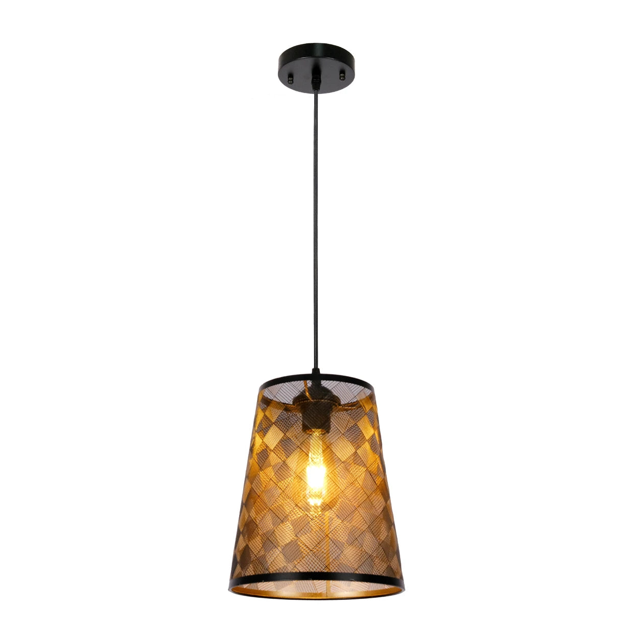 Black-Gold Metal Frustum Pendant Ceiling Light E27