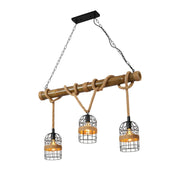 Bamboo and Hemp Rope Ceiling Light with Bird Nest Shades