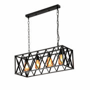 Black Cuboid Metal Kitchen Island Chandelier Ceiling Light 4xE27
