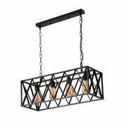Black Cuboid Metal Kitchen Island Chandelier Ceiling Light 4xE27