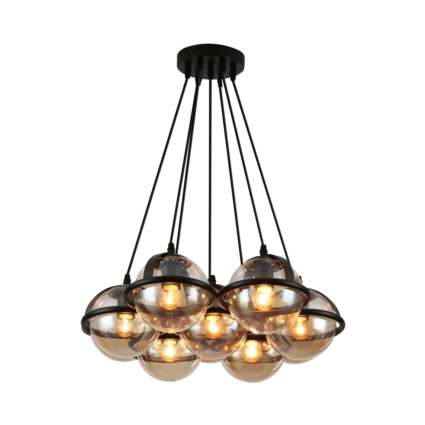Amber Globe Glasses Daisy Modern Ceiling Light 7xE27 Fittings