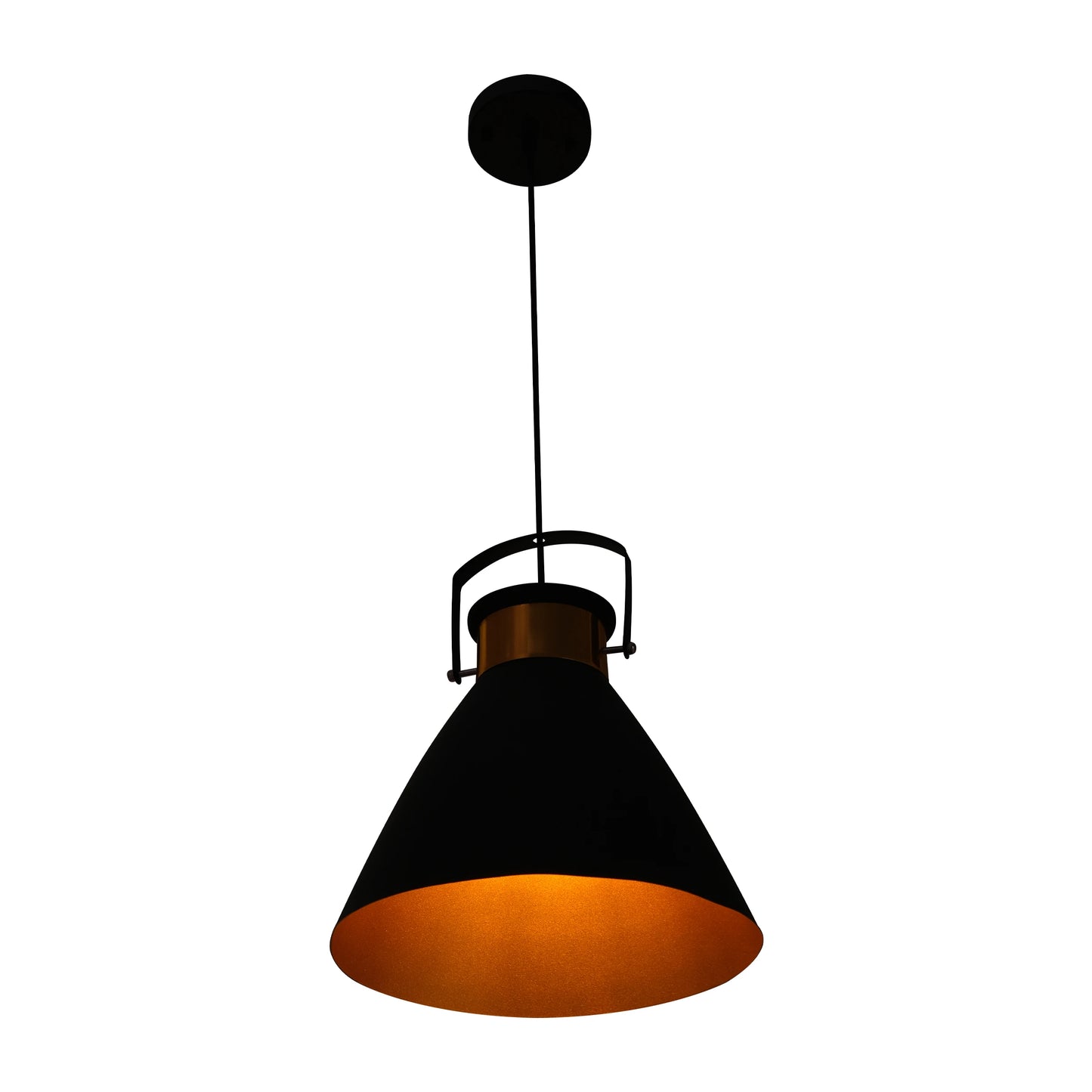 Loft Cafe Bar Counter Exhibition Hall Pub Aisle Black Gold Funnel Handled Metal Pendant Ceiling Light