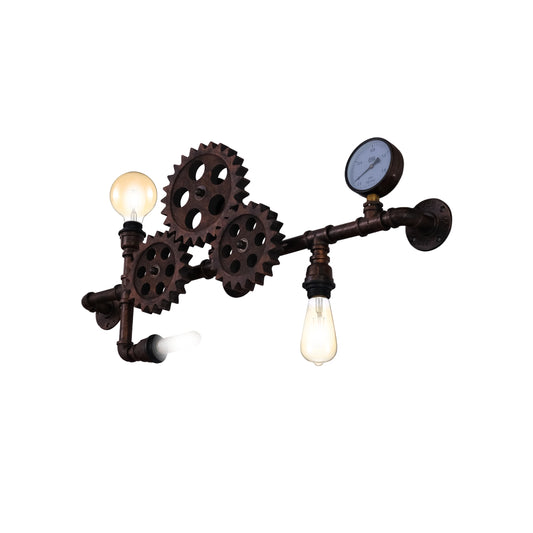 Industrial Design Valve Pipe Gauge Gear Metal Wall Light with 3xE27 Fitting