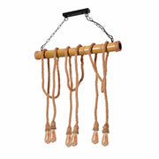 Bamboo and hemp rope rod chandelier with 6xe27 fitting main