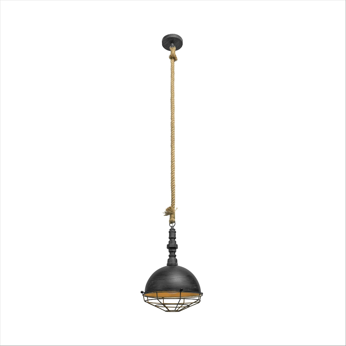 Hemp Rope Silvery Grey Metal Industrial Vintage Pendant Ceiling Light