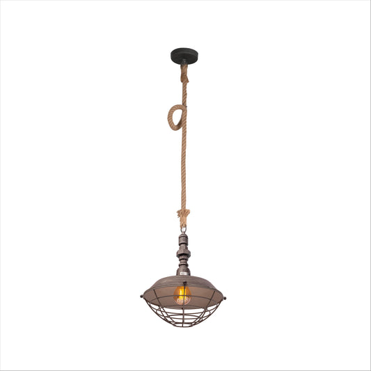 Hemp Rope Silvery Grey Metal Industrial Vintage Pendant Ceiling Light