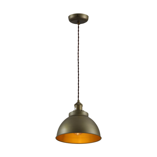 Brooklyn Vintage Metal Dome Pendant Light Pewter Copper Gold Brass E27