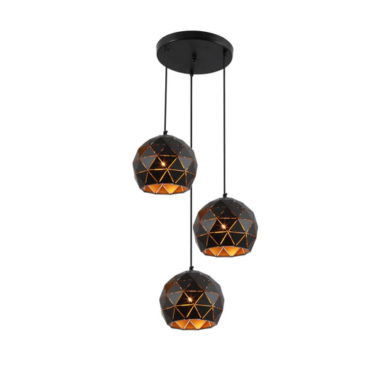 Triangle Laser Cut Metal Globe Pendant Ceiling Light 3xE27