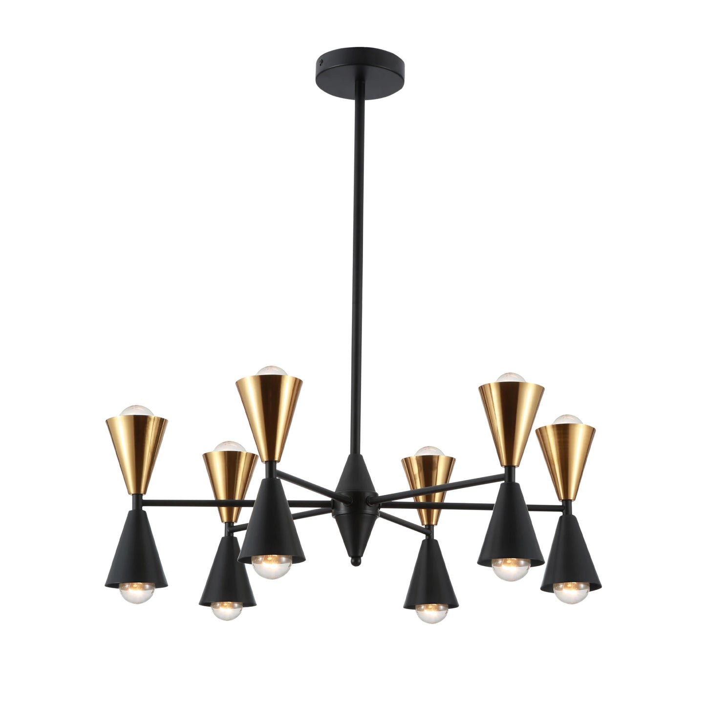 Black Gold Up Down Funnel Modern Chandelier Ceiling Light 12xE27