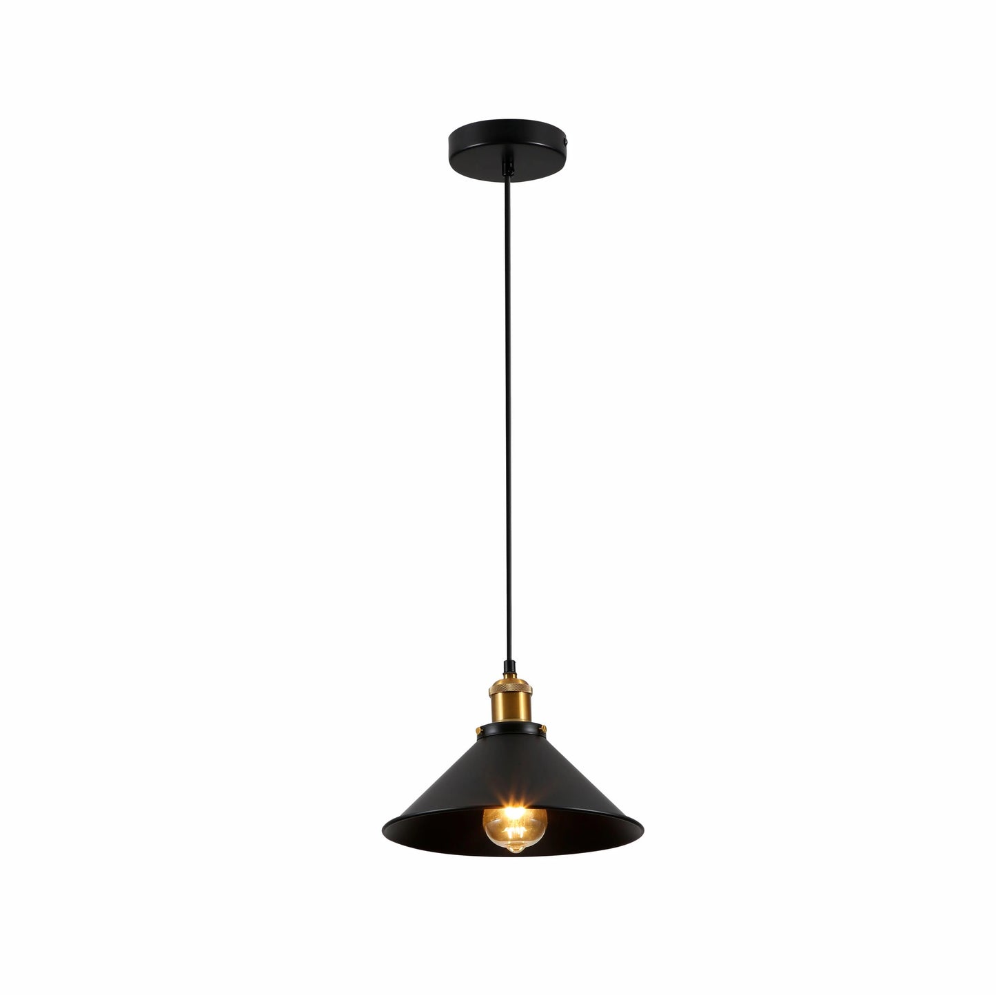Black Metal Funnel Metal Ceiling Pendant Light E27 Fitting