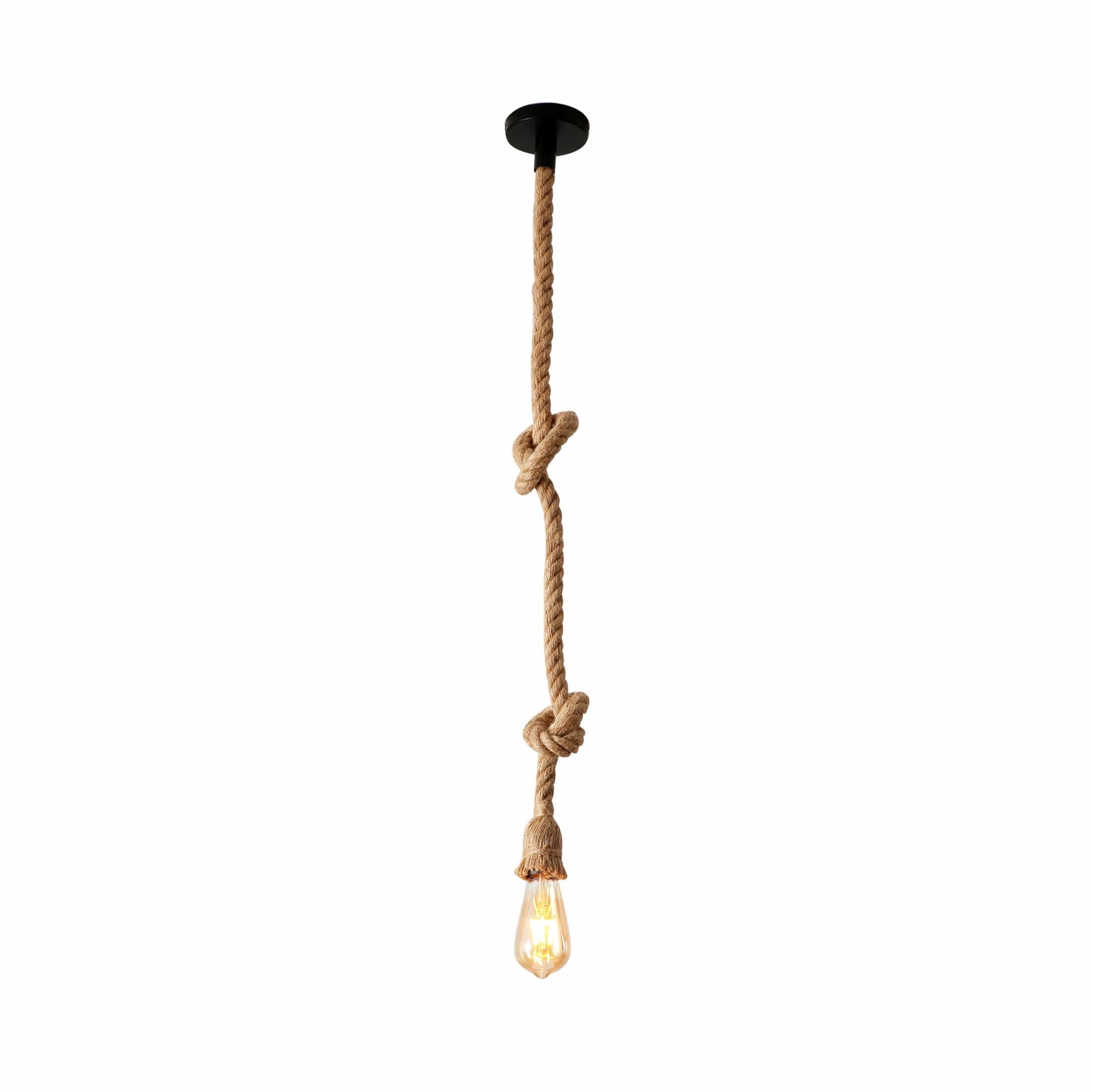 Farmhouse Rustic Hemp Rope Pendant Ceiling Light E27 Fitting