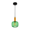 Sawyer Ribbed Fluted Reeded Maloto Lantern Green Opal Purple Amber Glass Pendant Ceiling Light E27 Gold Metal Top