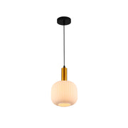 Sawyer Ribbed Fluted Reeded Maloto Lantern Green Opal Purple Amber Glass Pendant Ceiling Light E27 Gold Metal Top