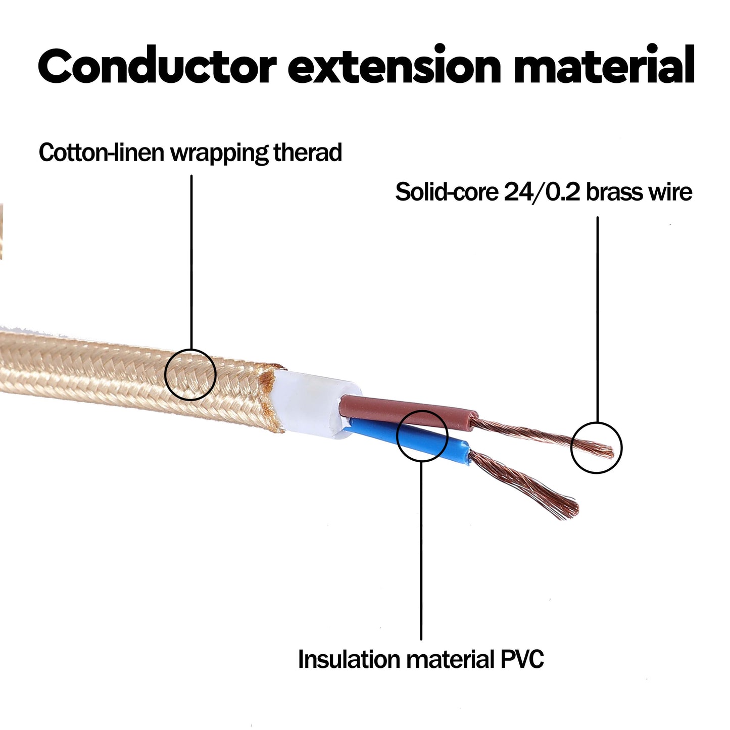 White Braided Fabric Lighting Cable 2×0.75