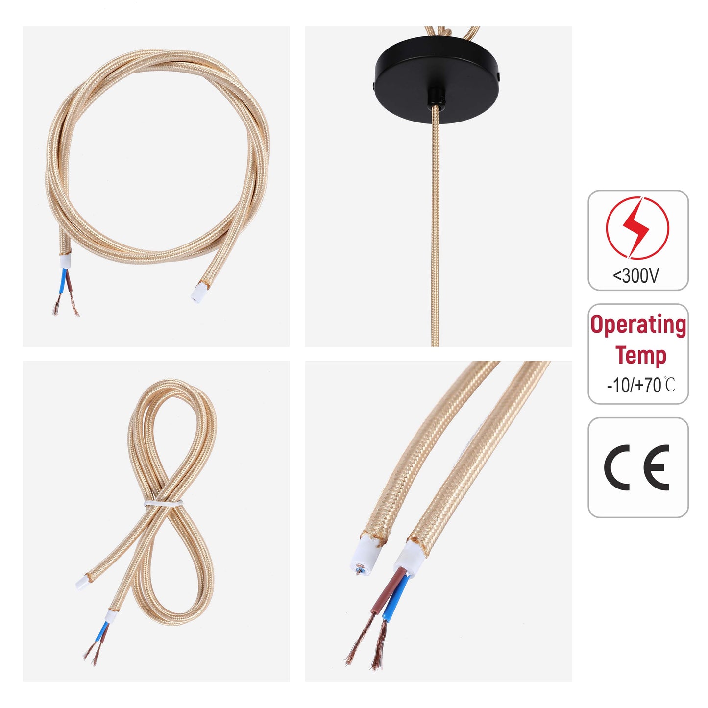 White Braided Fabric Lighting Cable 2×0.75