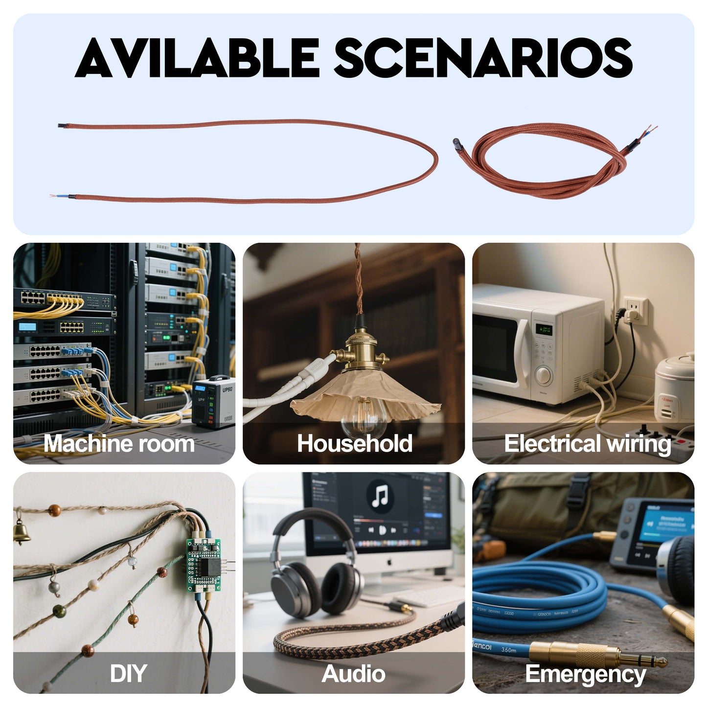 Copper Braided Fabric Lighting Cable 2×0.75