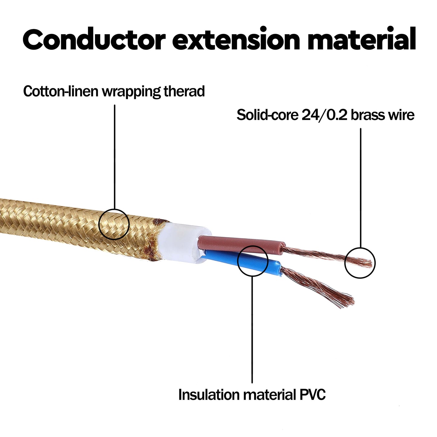 Gold Braided Fabric Lighting Cable 2×0.75
