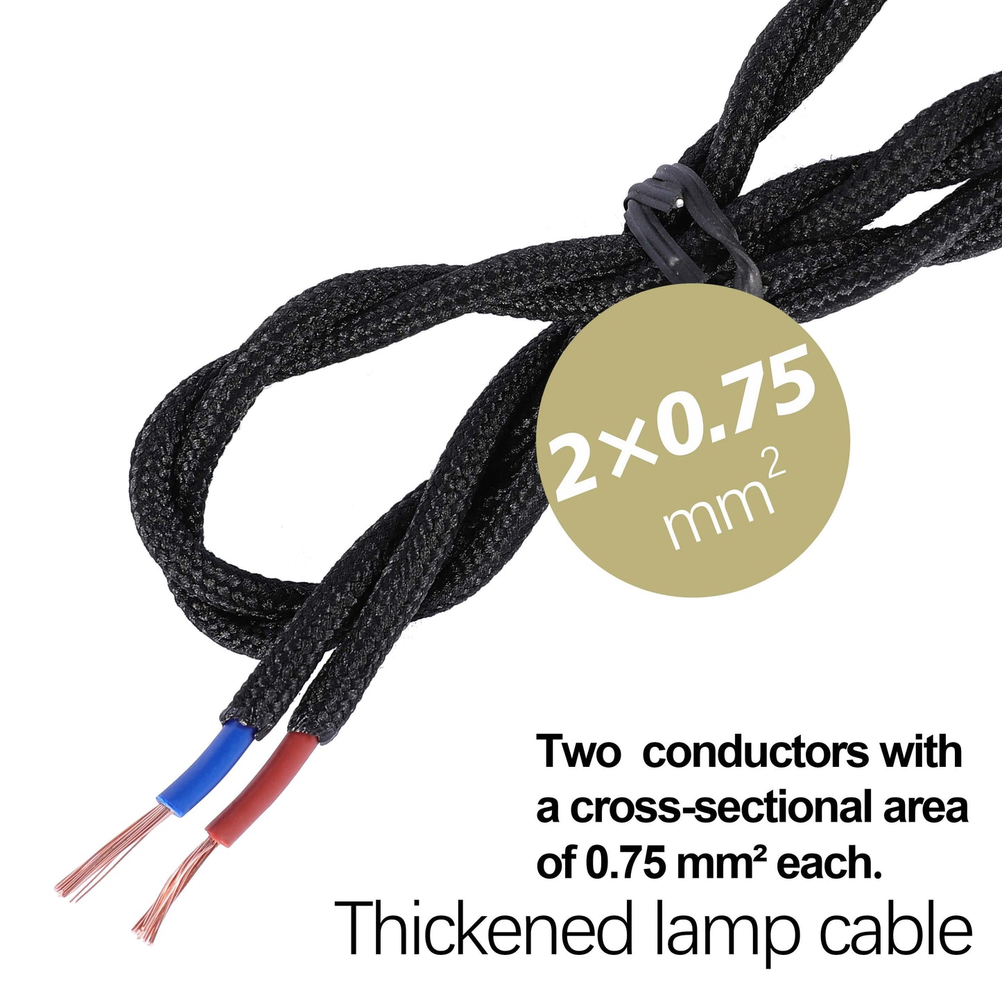 Black Twisted Braided Fabric Lighting Cable
