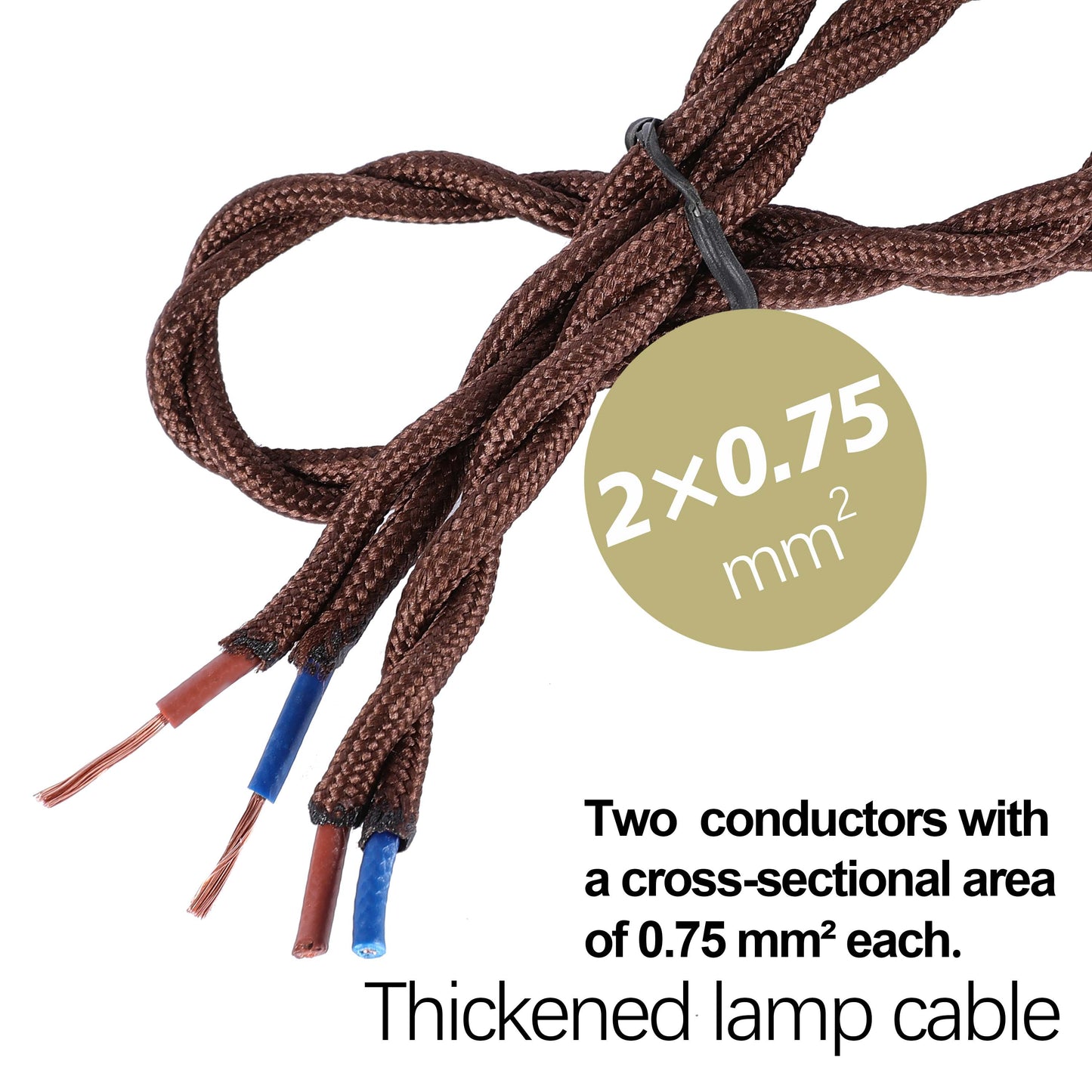 Brown Twisted Braided Fabric Lighting Cable