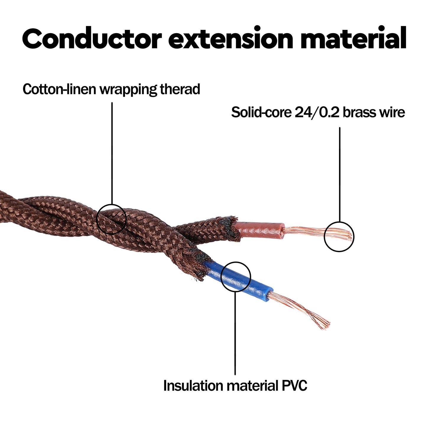 Brown Twisted Braided Fabric Lighting Cable